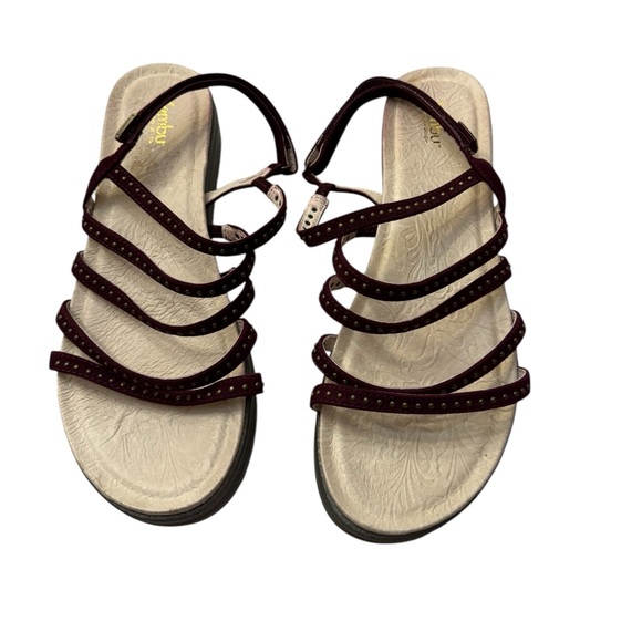 Jambu Burgundy Studded Strappy Wedge Sandals 11 - Picture 3 of 11